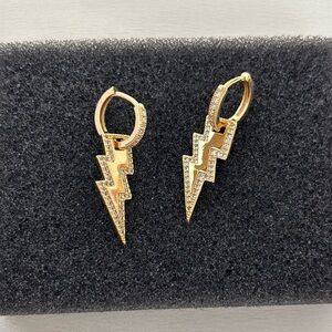 CZ Lightning Dangle Drop Earrings for Men Women,Streetwear Hip Hop Punk Unisex